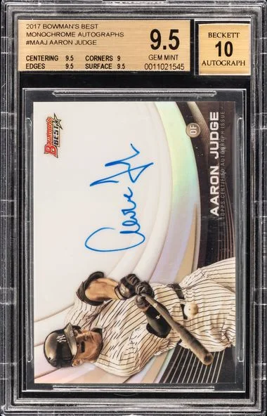2017 Bowman's Best Monochrome Autographs Ma-Aj Aaron Judge #no-number card image