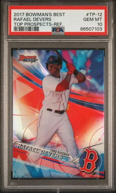 2017 Bowman's Best Rafael Devers Top Prospects Refractor #TP-12 card image
