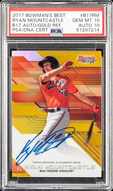 2017 Bowman's Best Ryan Mountcastle Best Of 2017 Autograph Gold Refractor #B17RM card image