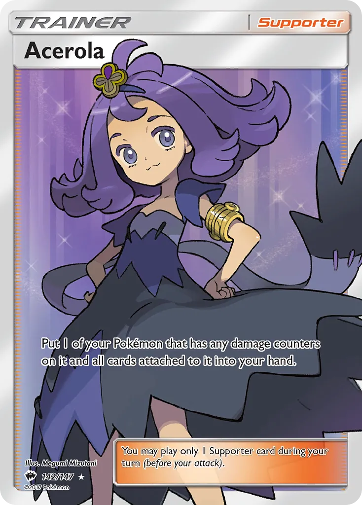 2017 Burning Shadows Acerola #142/147 Rare Ultra card image