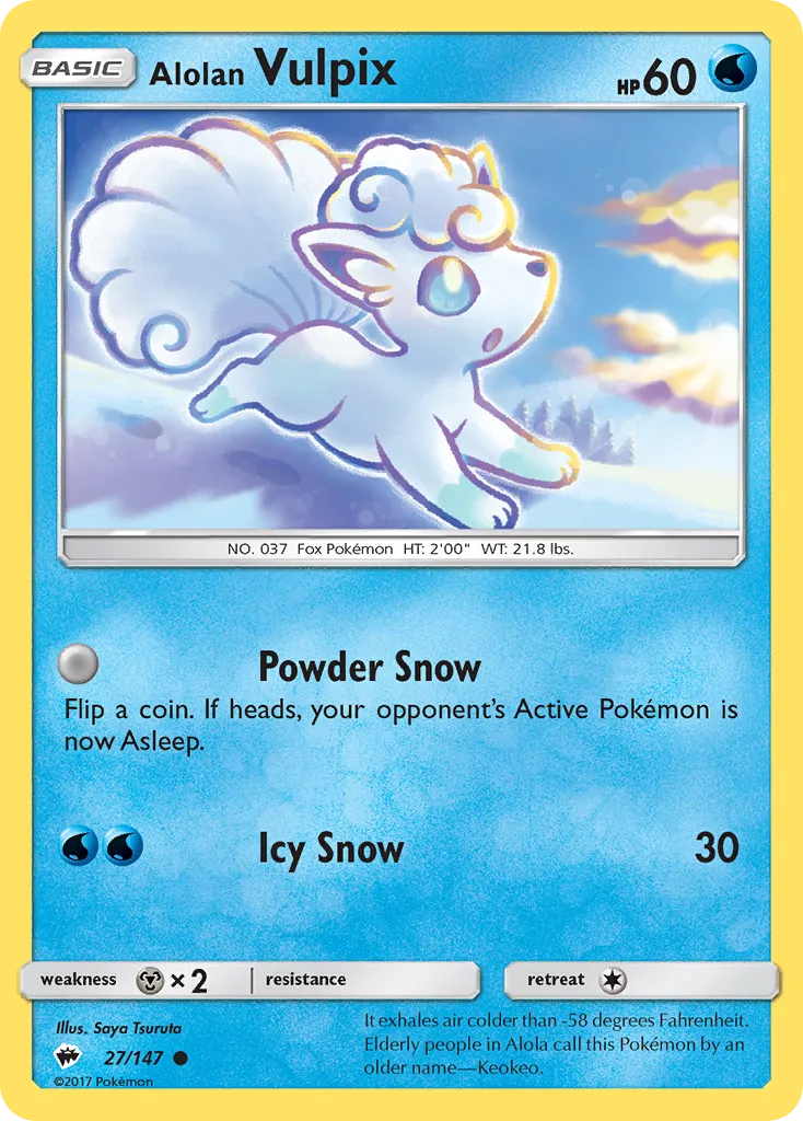 2017 Burning Shadows Alolan Vulpix Common #027/147 Common card image