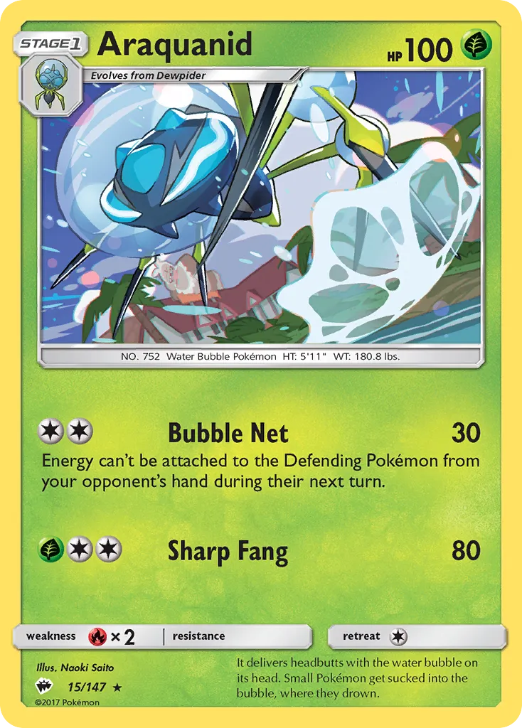 2017 Burning Shadows Araquanid Rare #015/147 Rare card image
