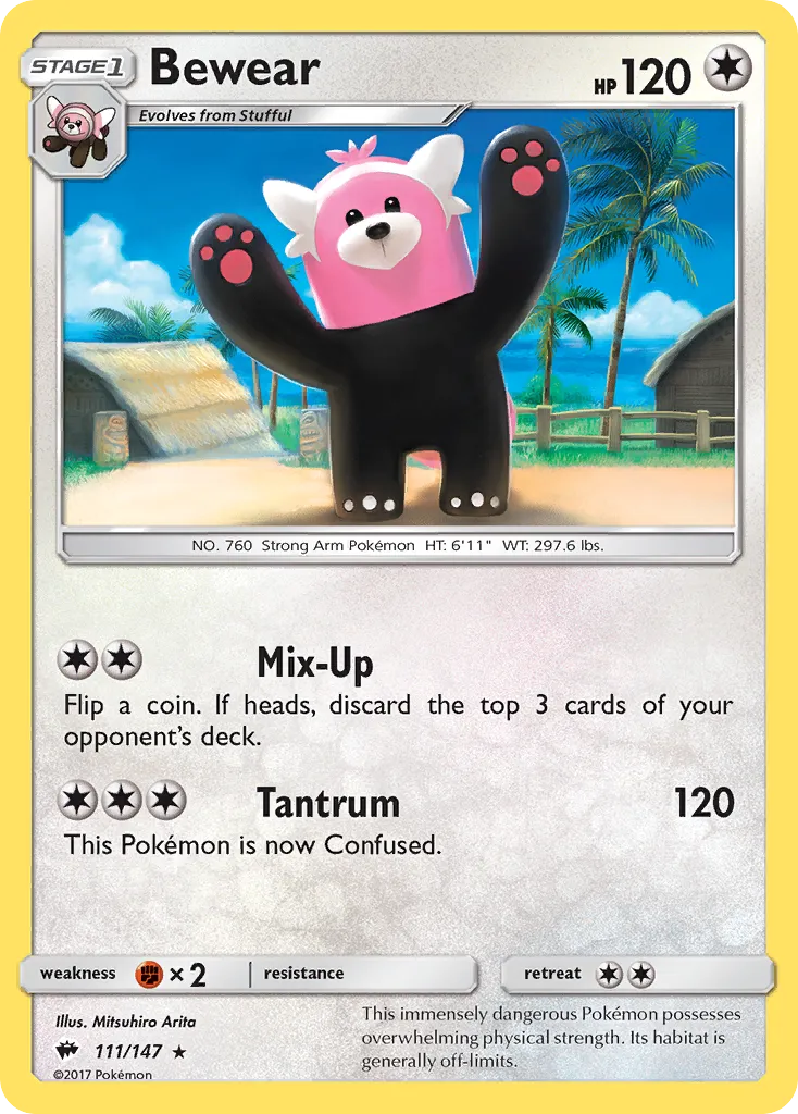 2017 Burning Shadows Bewear Rare #111/147 Rare card image