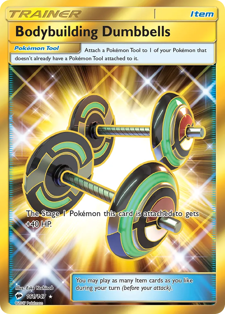 2017 Burning Shadows Bodybuilding Dumbbells #161/147 Rare Secret card image