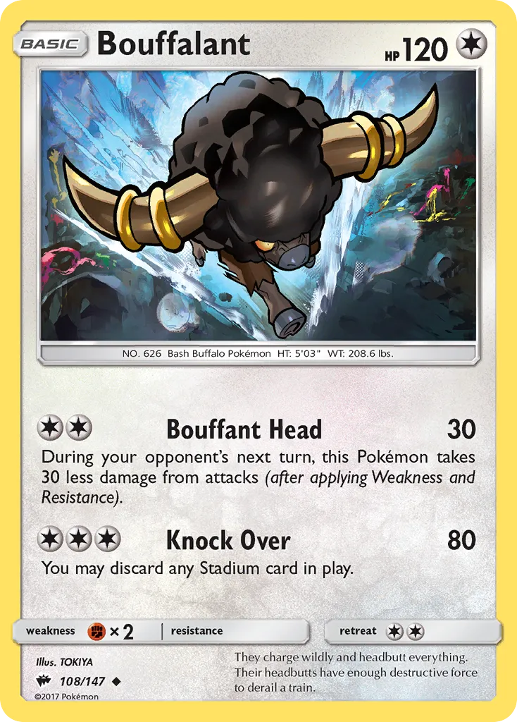 2017 Burning Shadows Bouffalant Uncommon #108/147 Uncommon card image