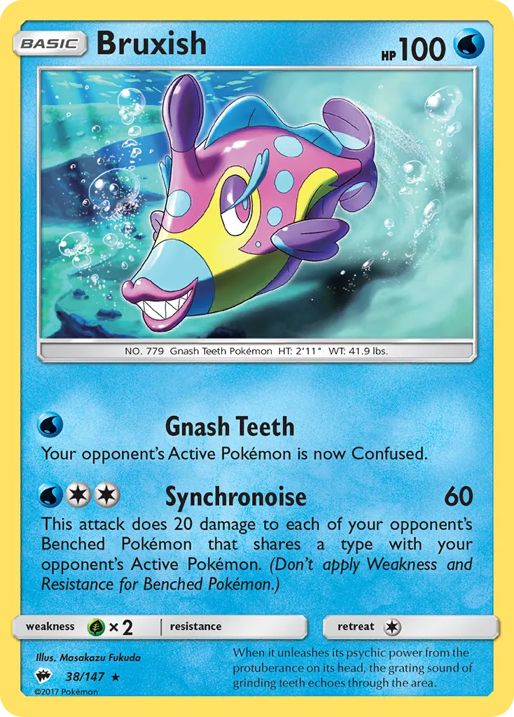 2017 Burning Shadows Bruxish Rare #038/147 Rare card image