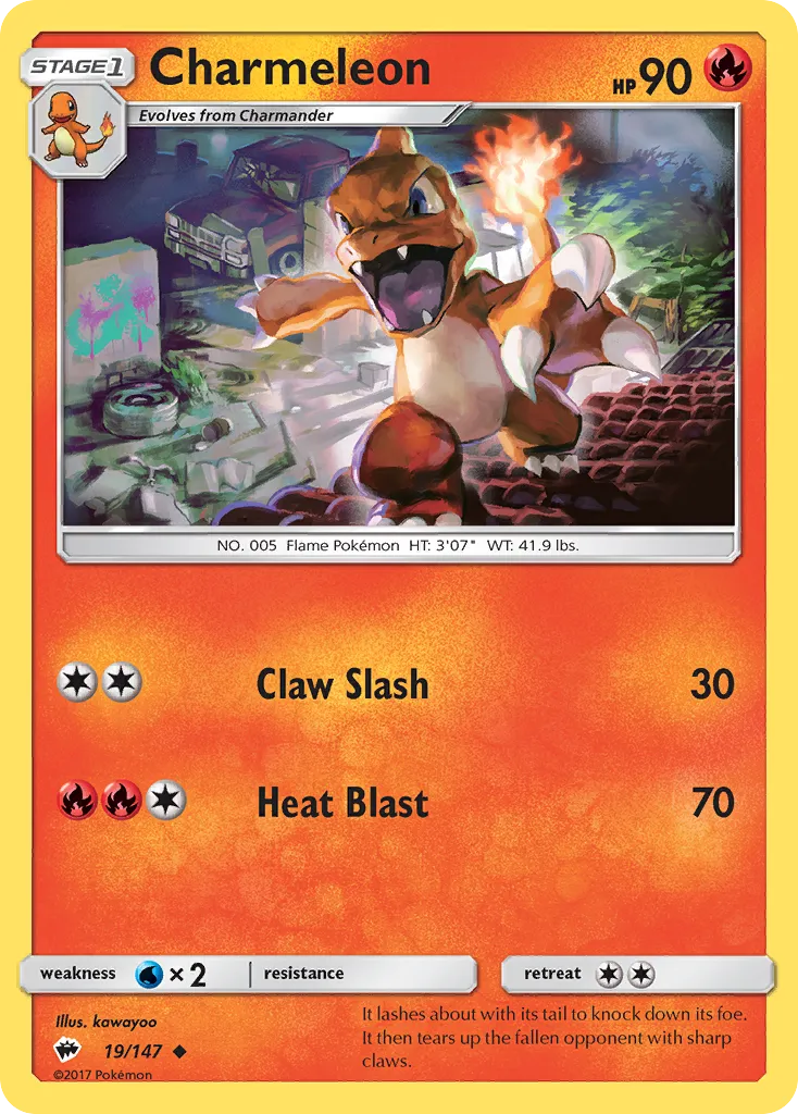 2017 Burning Shadows Charmeleon Uncommon #019/147 Uncommon card image