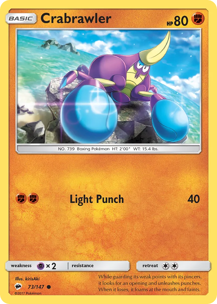 2017 Burning Shadows Crabrawler Common #073/147 Common card image