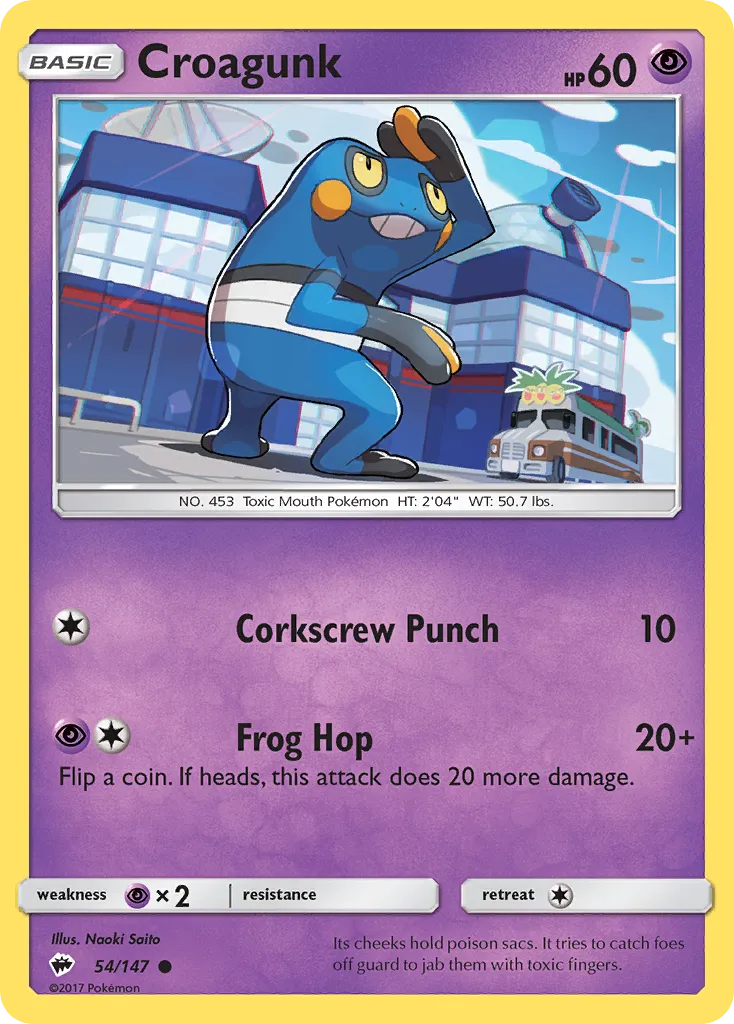 2017 Burning Shadows Croagunk Common #054/147 Common card image