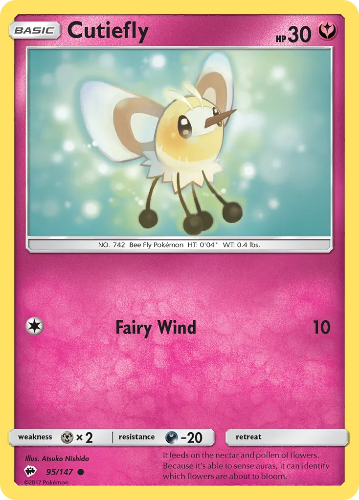2017 Burning Shadows Cutiefly Common #095/147 Common card image