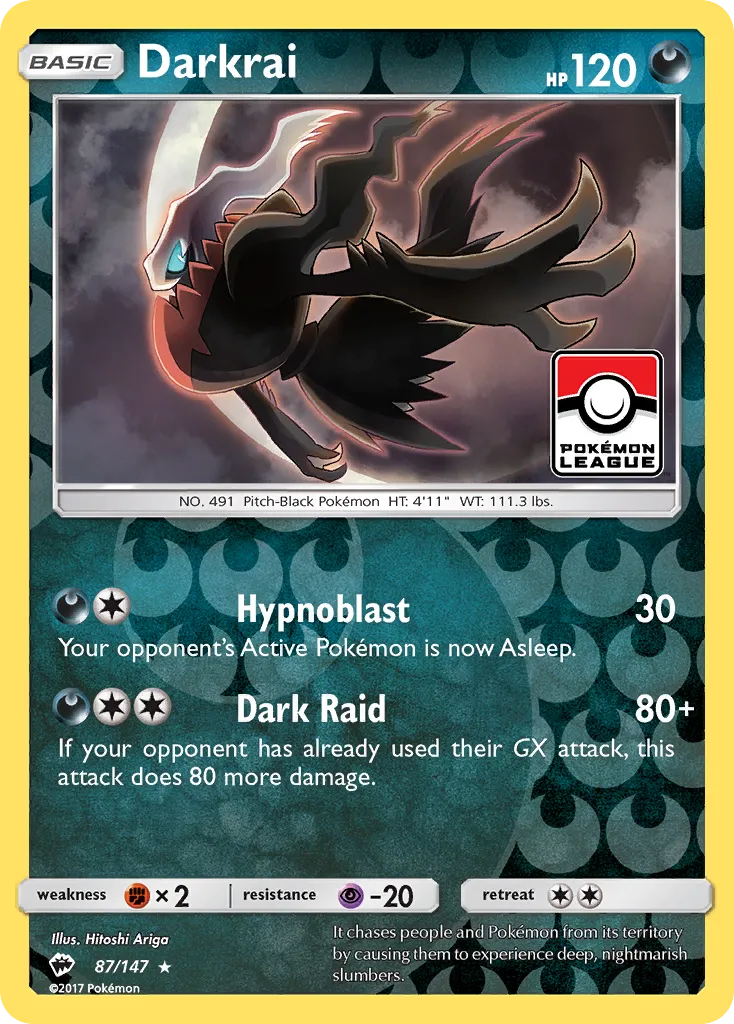 2017 Burning Shadows Darkrai Rare Holo #087/147 Rare Holo card image