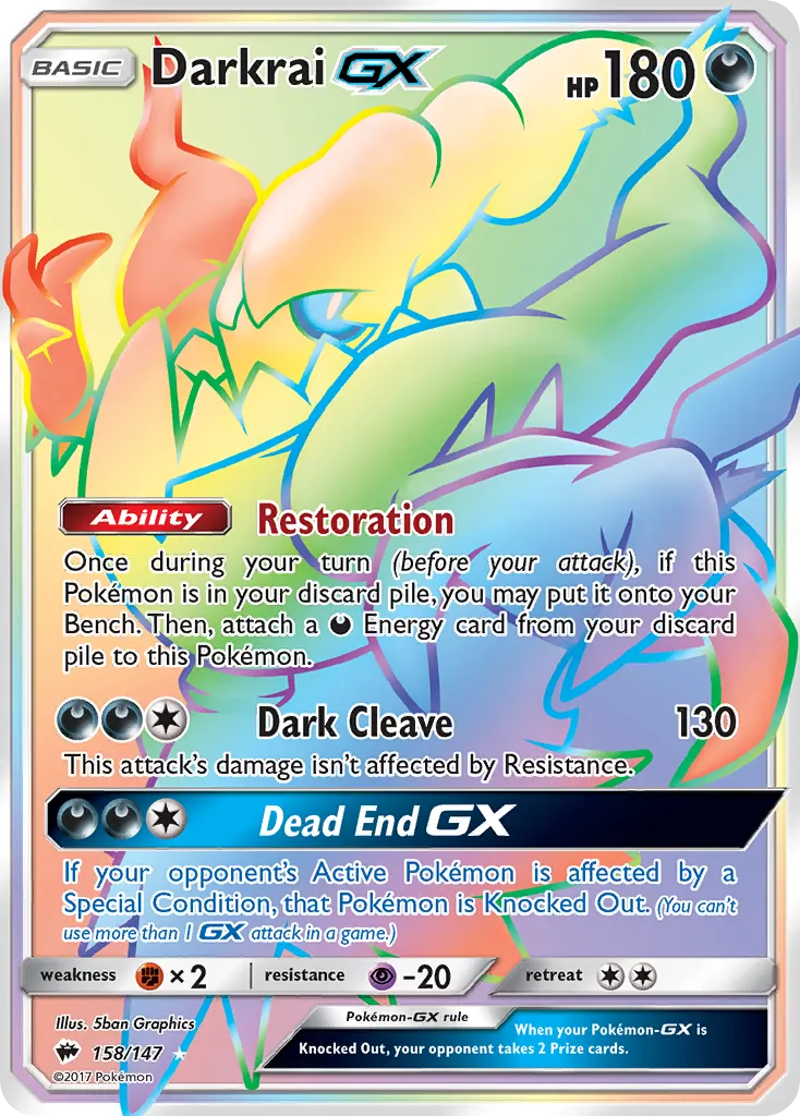 2017 Burning Shadows Darkrai-GX #139/147 Rare Ultra card image