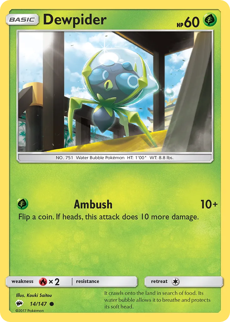 2017 Burning Shadows Dewpider Common #014/147 Common card image