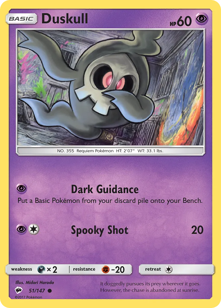 2017 Burning Shadows Duskull Common #051/147 Common card image
