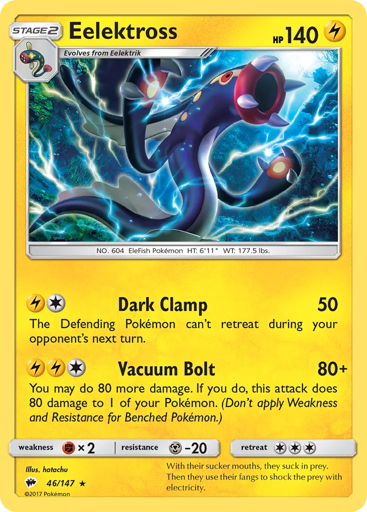 2017 Burning Shadows Eelektross Rare #046/147 Rare card image
