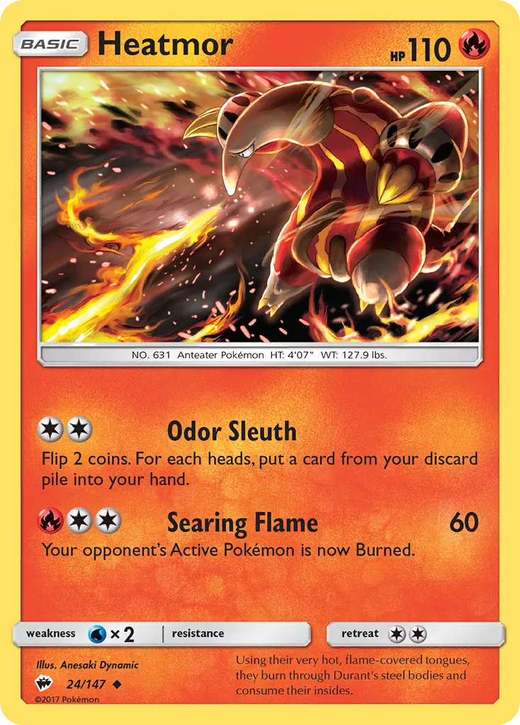 2017 Burning Shadows Heatmor Uncommon #024/147 Uncommon card image