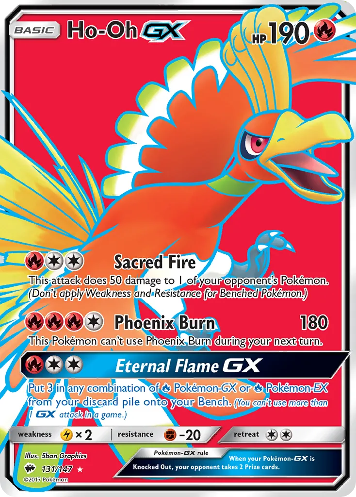 2017 Burning Shadows Ho-Oh-GX Rare Holo GX #021/147 Rare Holo GX card image