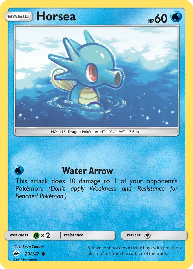 2017 Burning Shadows Horsea Common #029/147 Common card image