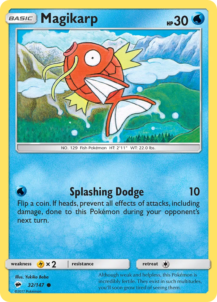 2017 Burning Shadows Magikarp Common #032/147 Common card image
