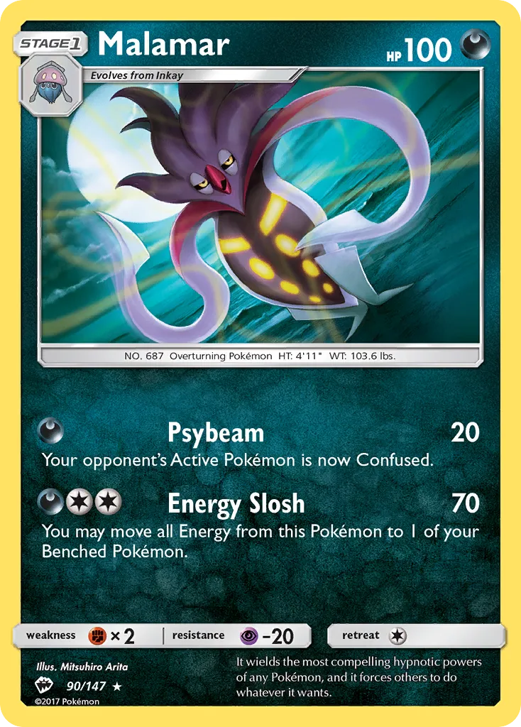 2017 Burning Shadows Malamar Rare #090/147 Rare card image