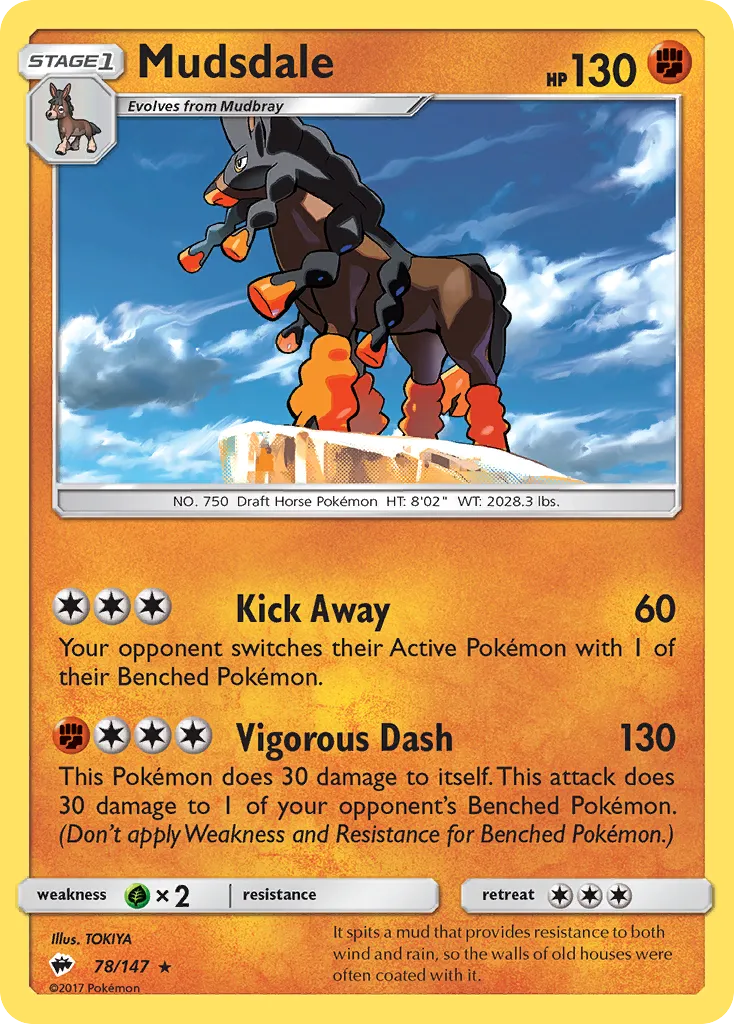 2017 Burning Shadows Mudsdale Rare #078/147 Rare card image