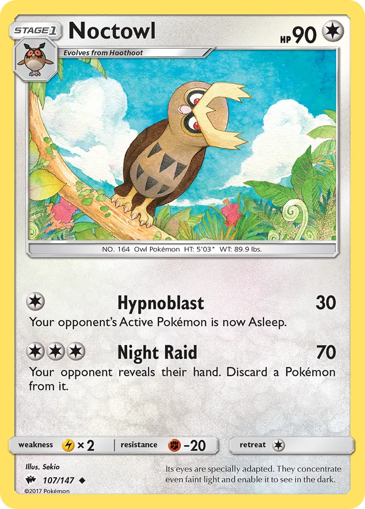 2017 Burning Shadows Noctowl Uncommon #107/147 Uncommon card image