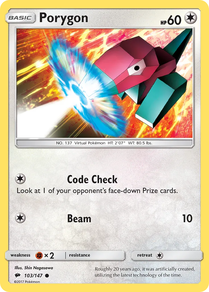2017 Burning Shadows Porygon Common #103/147 Common card image