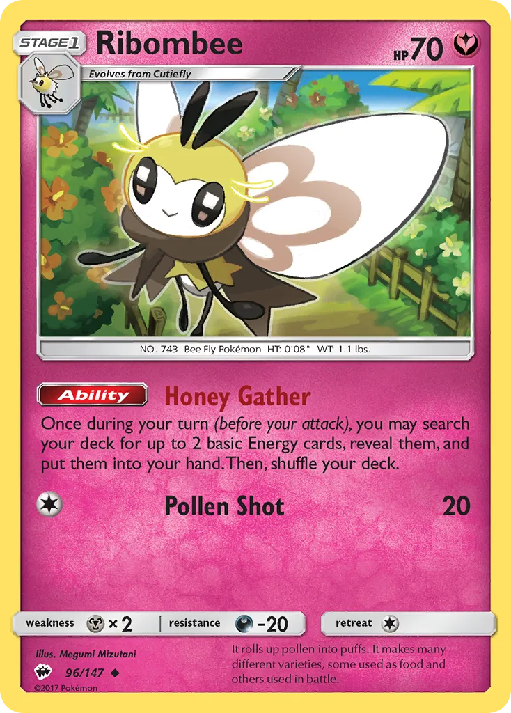 2017 Burning Shadows Ribombee Uncommon #096/147 Uncommon card image