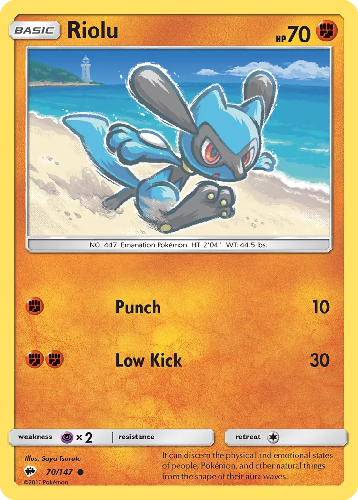 2017 Burning Shadows Riolu Common #070/147 Common card image