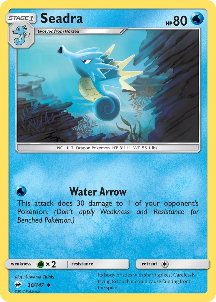 2017 Burning Shadows Seadra Uncommon #030/147 Uncommon card image