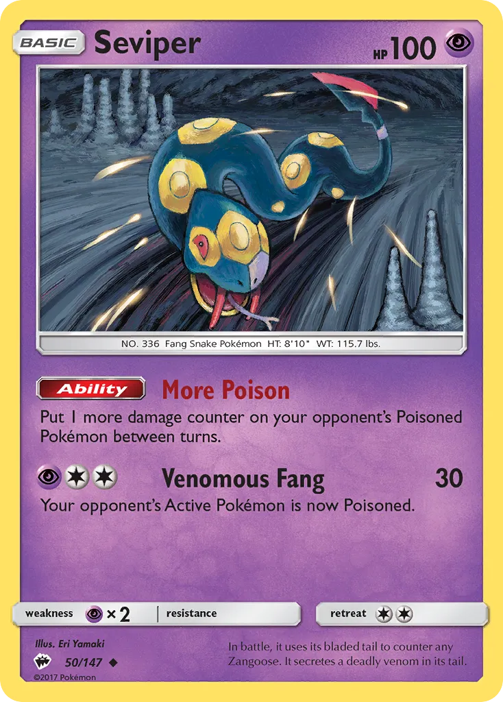 2017 Burning Shadows Seviper Uncommon #050/147 Uncommon card image