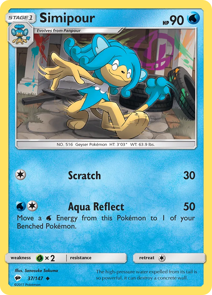 2017 Burning Shadows Simipour Uncommon #037/147 Uncommon card image