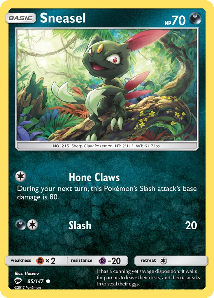 2017 Burning Shadows Sneasel Common #085/147 Common card image