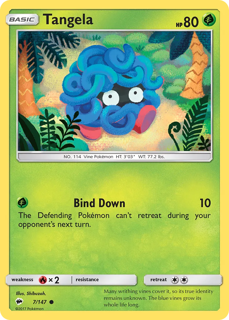 2017 Burning Shadows Tangela Common #007/147 Common card image
