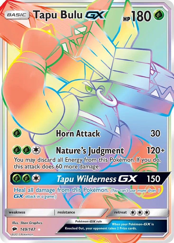 2017 Burning Shadows Tapu Bulu-GX #130/147 Rare Ultra card image