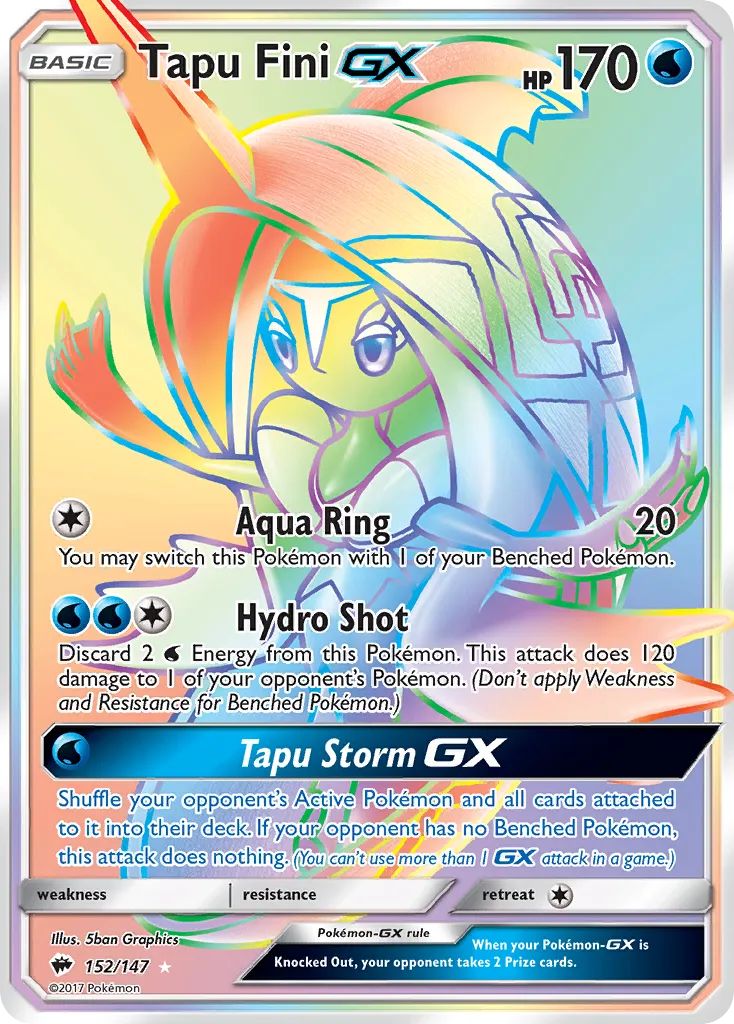 2017 Burning Shadows Tapu Fini-GX #133/147 Rare Ultra card image