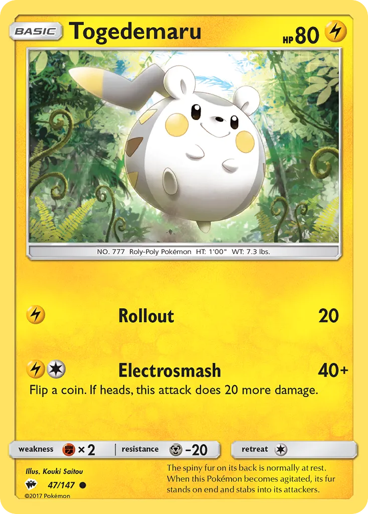2017 Burning Shadows Togedemaru Common #047/147 Common card image