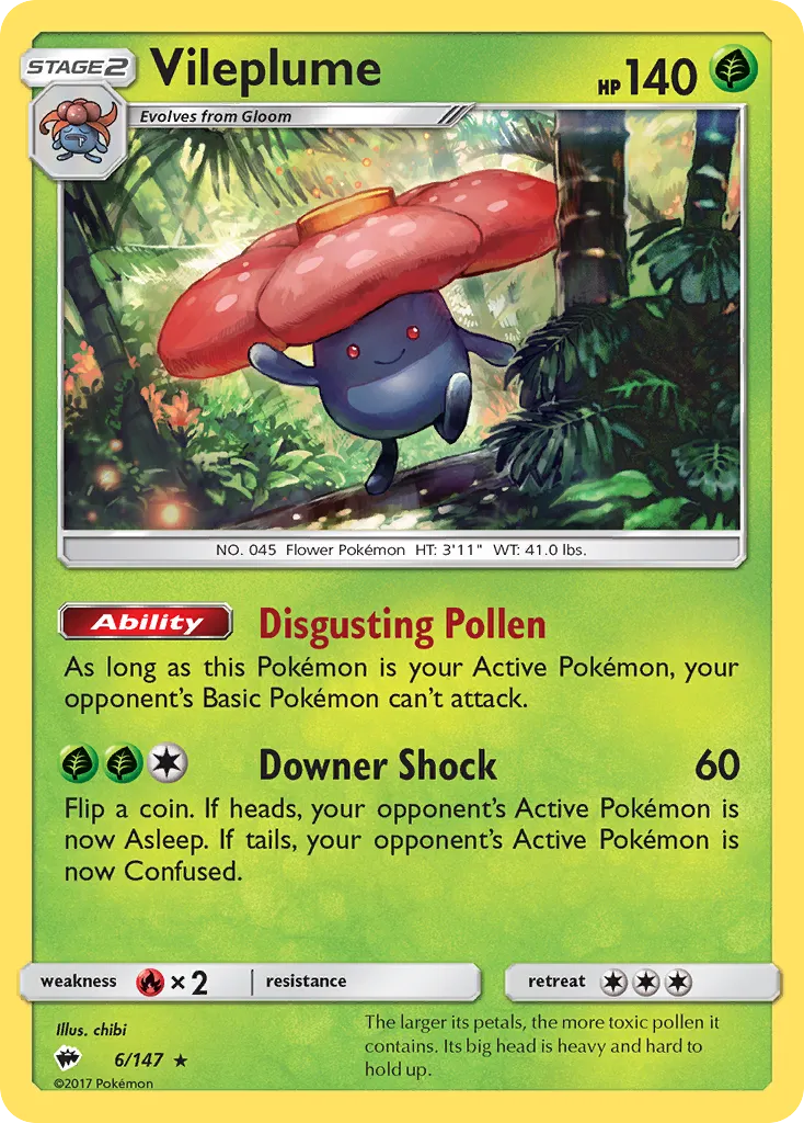 2017 Burning Shadows Vileplume Rare Holo #006/147 Rare Holo card image