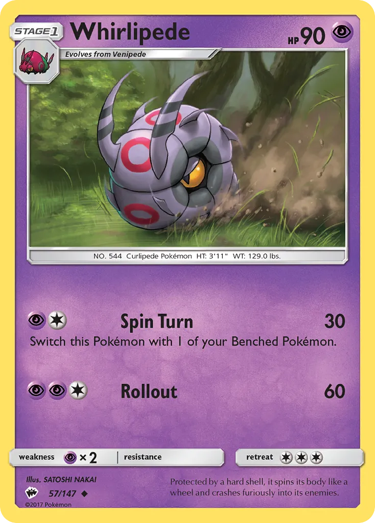 2017 Burning Shadows Whirlipede #057/147 Uncommon card image