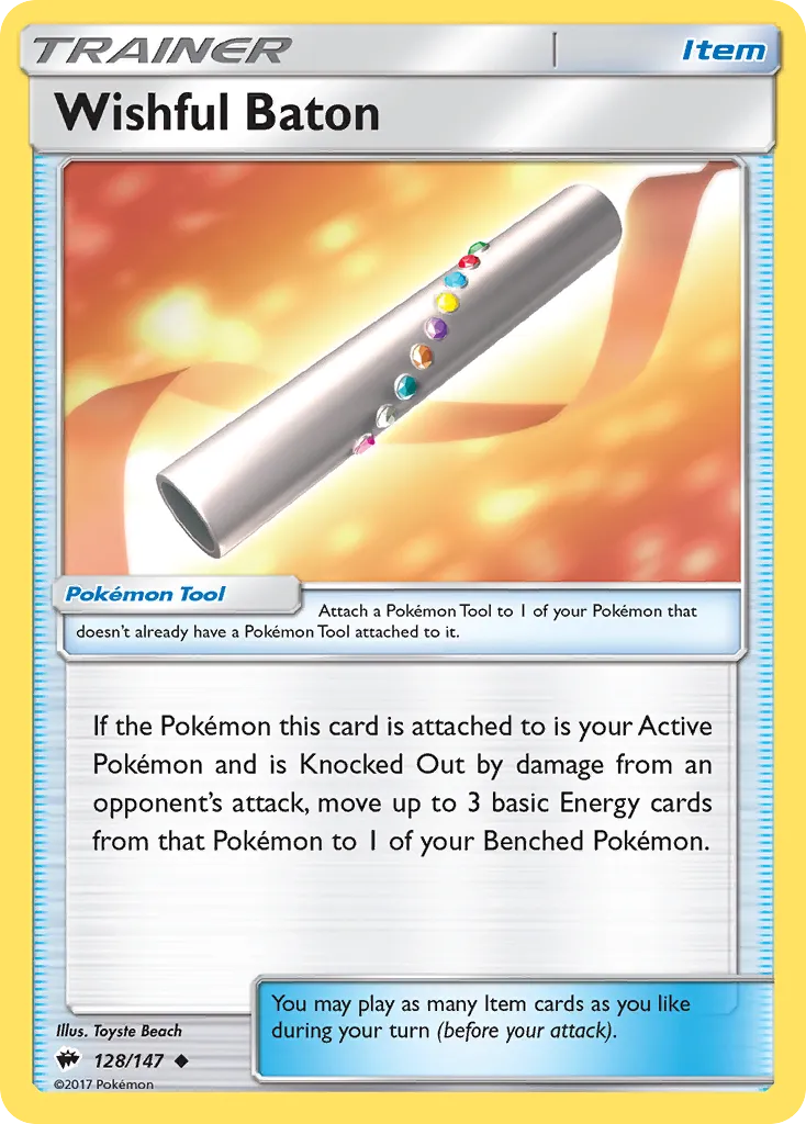 2017 Burning Shadows Wishful Baton #128/147 Uncommon card image