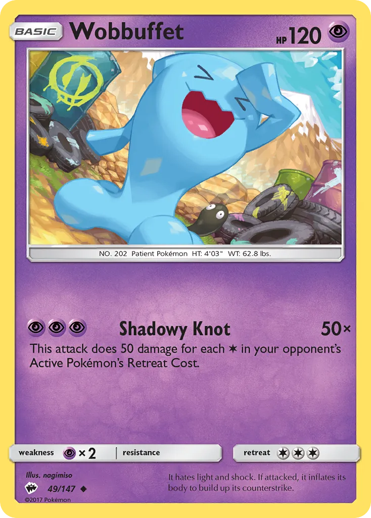 2017 Burning Shadows Wobbuffet Uncommon #049/147 Uncommon card image