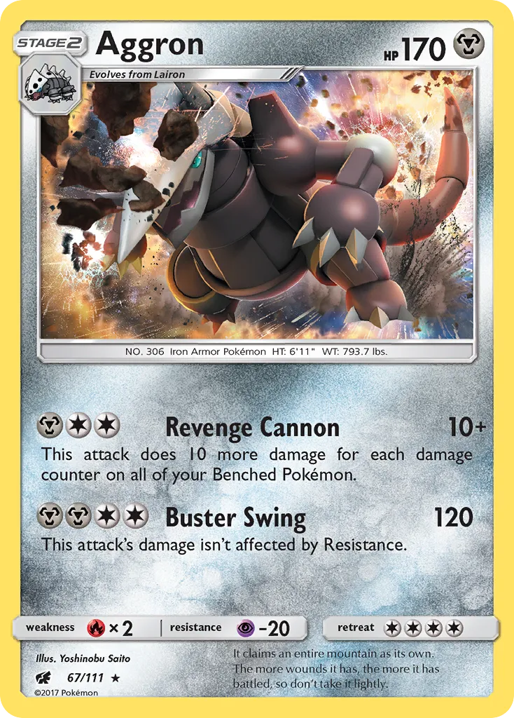 2017 Crimson Invasion Aggron #067/111 Rare Holo card image