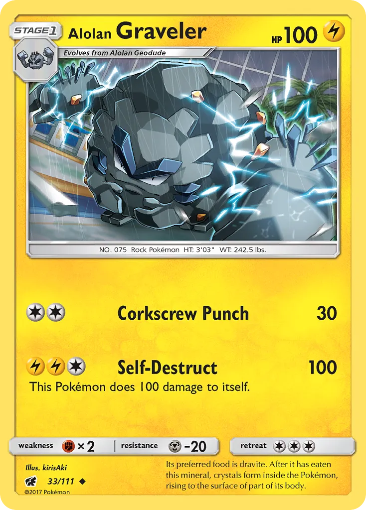 2017 Crimson Invasion Alolan Graveler #033/111 Uncommon card image