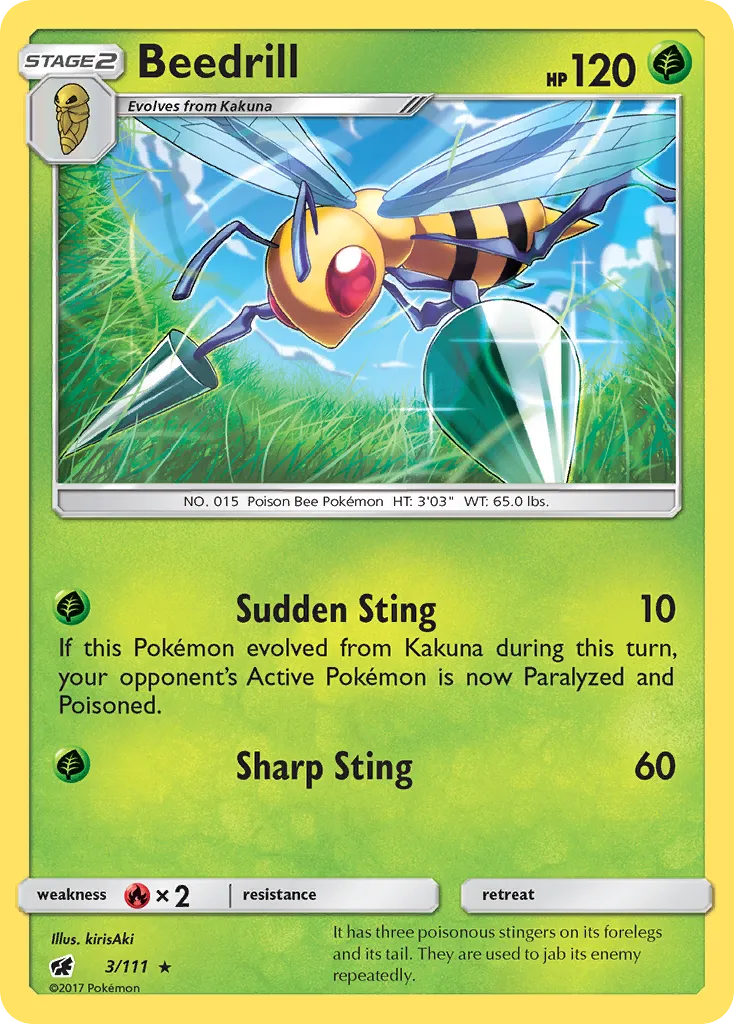2017 Crimson Invasion Beedrill Rare #003/111 Rare card image