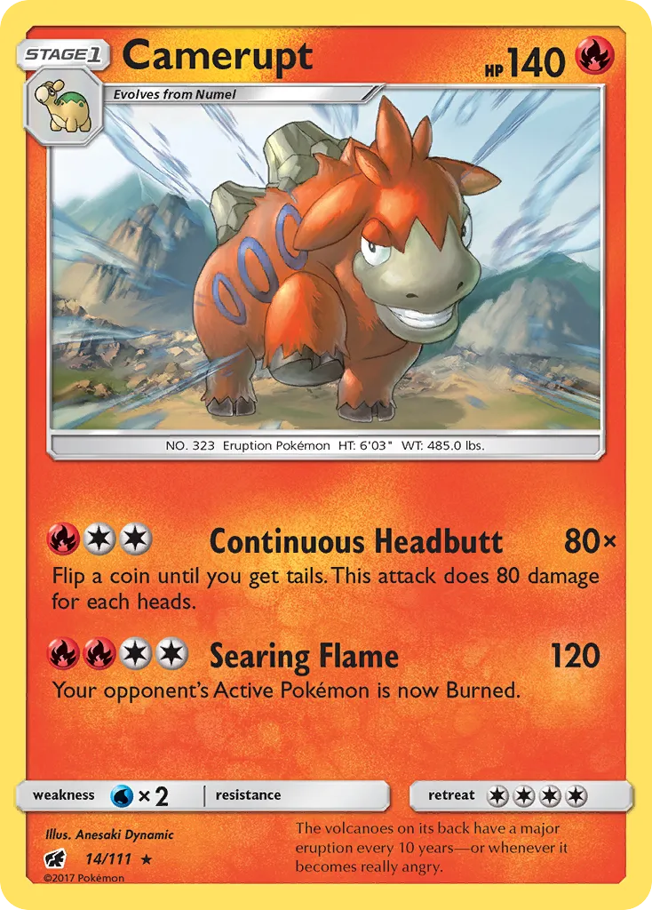 2017 Crimson Invasion Camerupt Rare #014/111 Rare card image