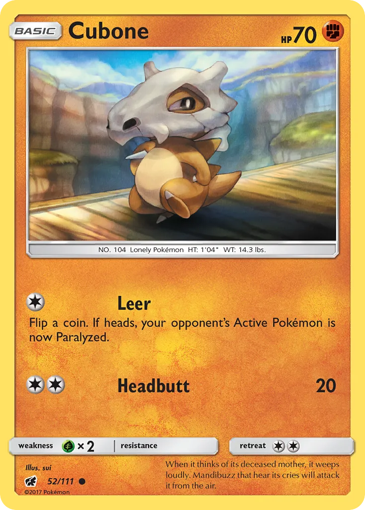 2017 Crimson Invasion Cubone Common #052/111 Common card image