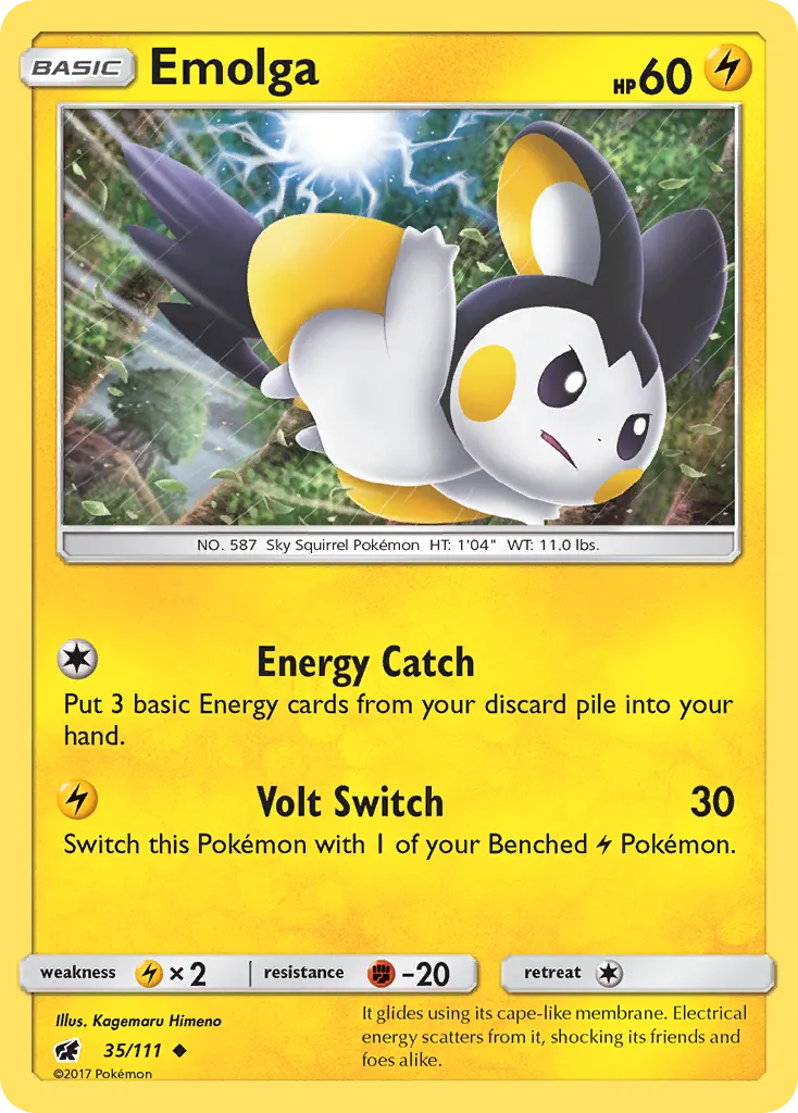 2017 Crimson Invasion Emolga #035/111 Uncommon card image
