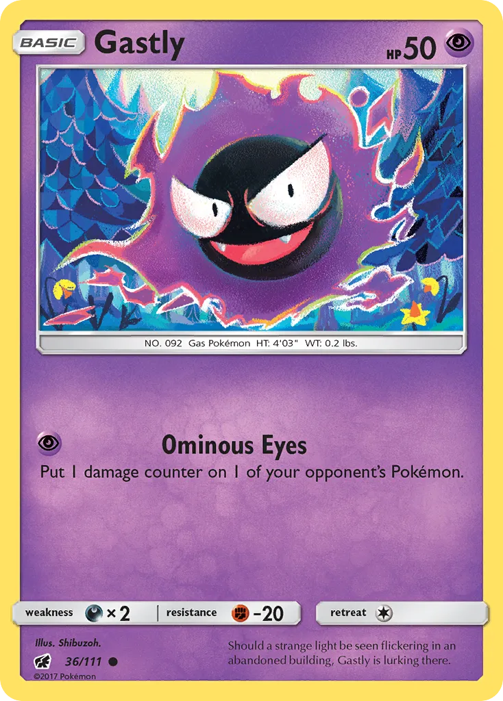2017 Crimson Invasion Gastly Common #036/111 Common card image