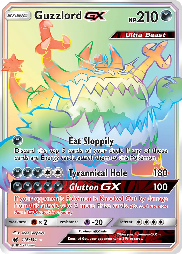 2017 Crimson Invasion Guzzlord-GX #063/111 Rare Holo GX card image