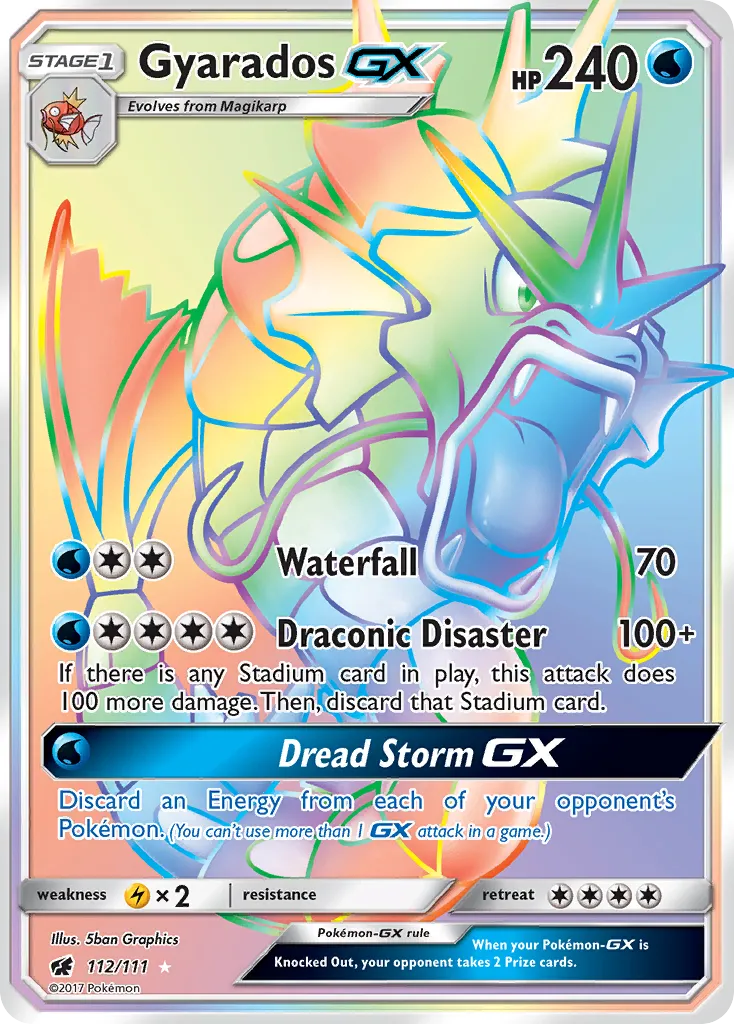 2017 Crimson Invasion Gyarados-GX #112/111 Rare Rainbow card image